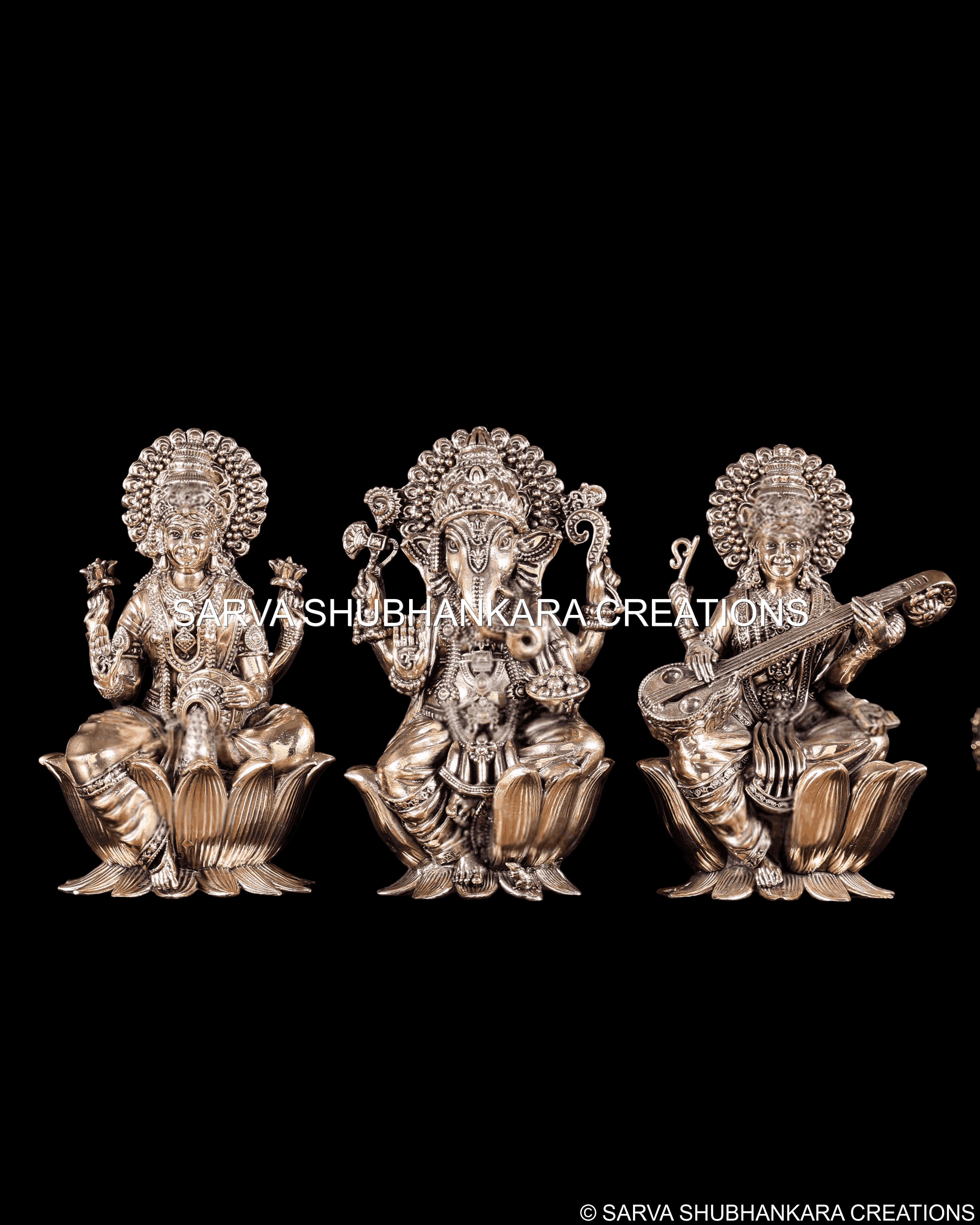 Ganesh Lakshmi Saraswati Seated Trio