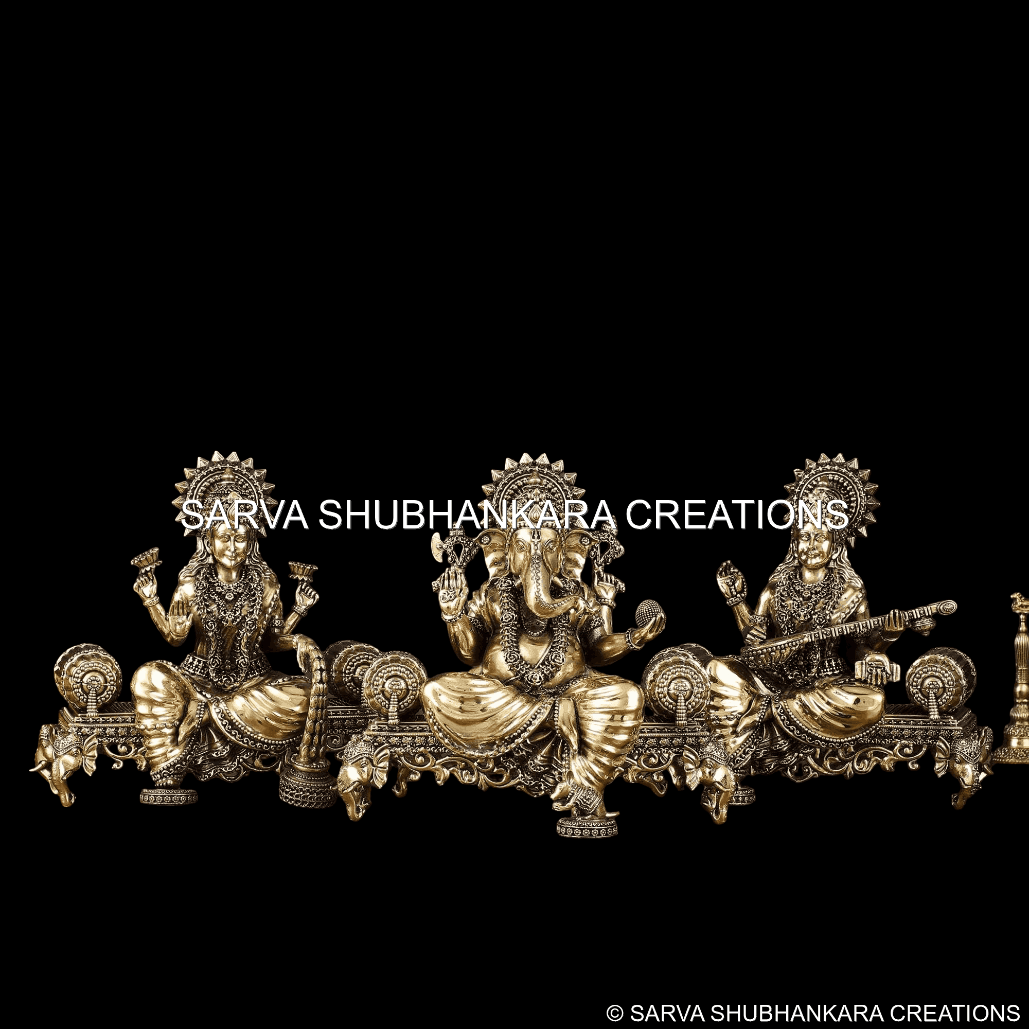 Ganesh Lakshmi Saraswati Royal Seating Set