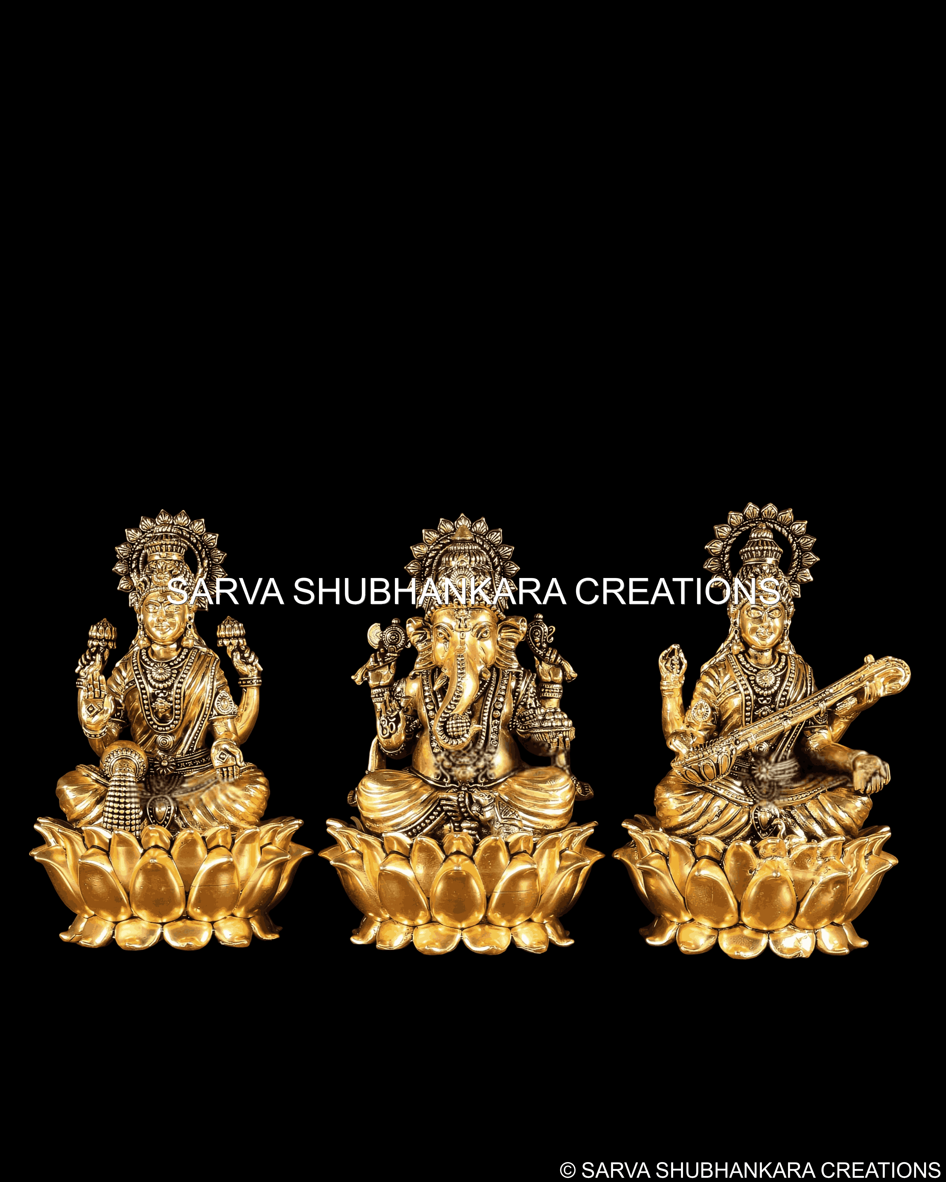 Ganesh Lakshmi Saraswati Lotus Set