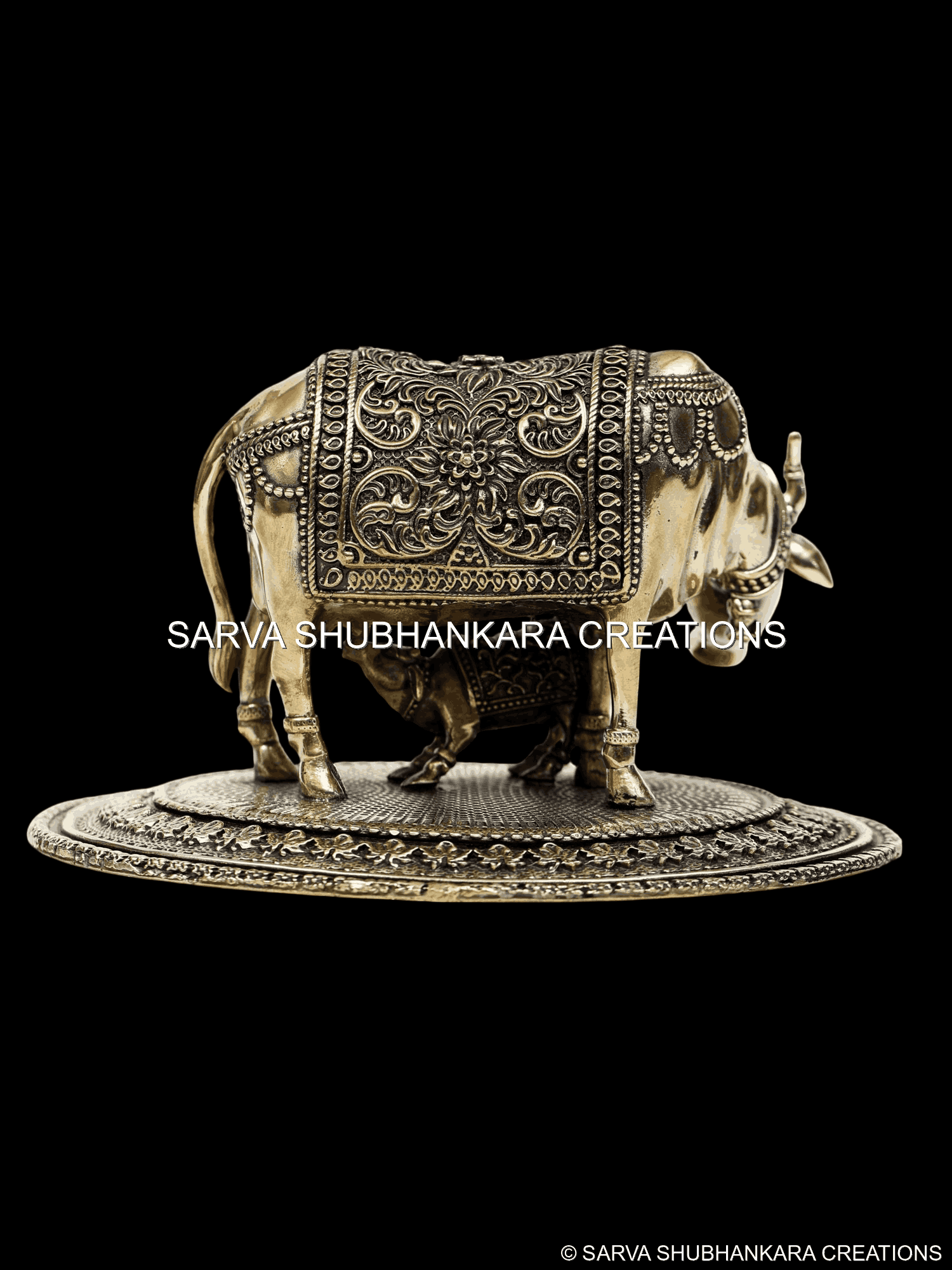 Cow with Calf on Decorative Base