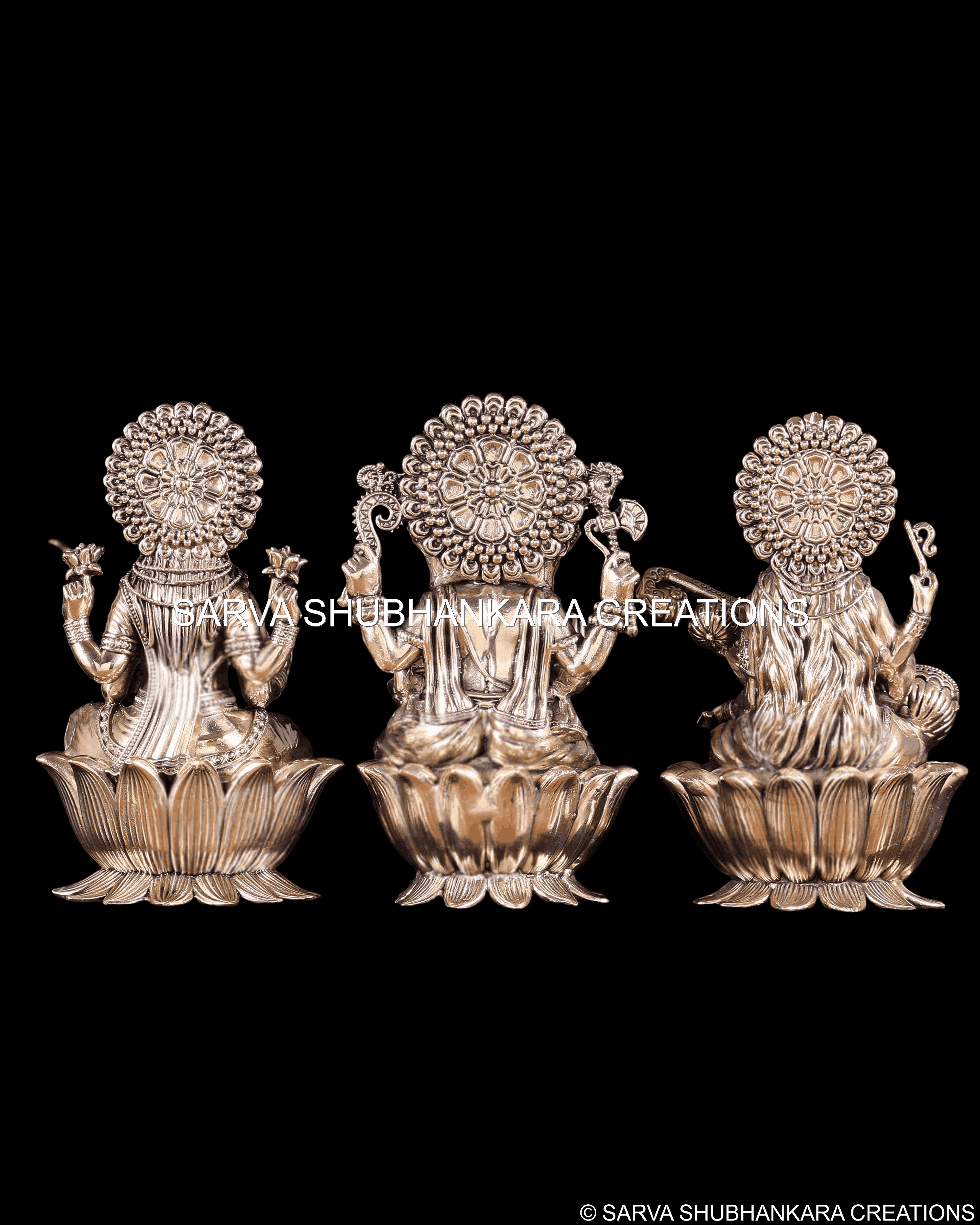 Ganesh Lakshmi Saraswati Seated Trio