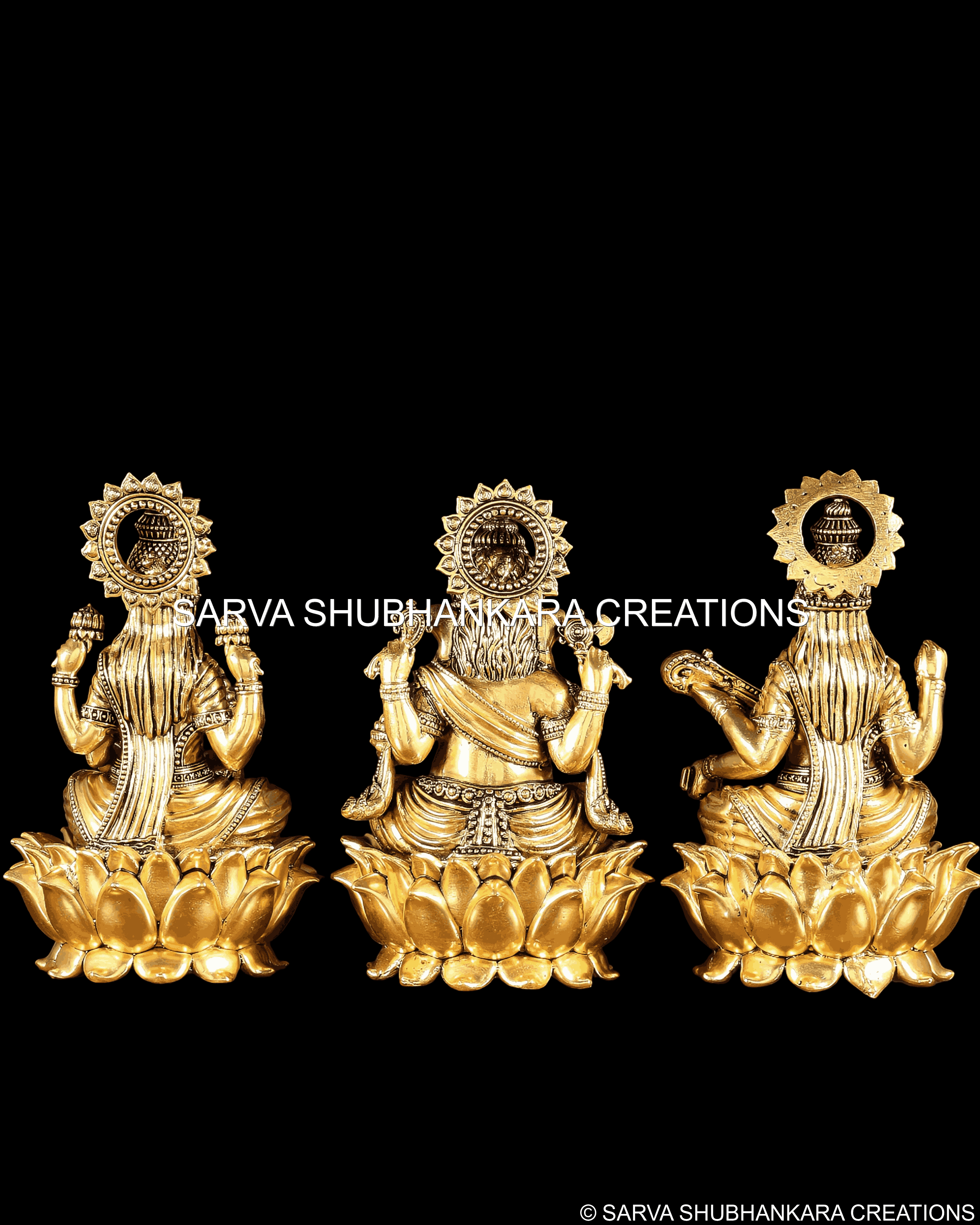 Ganesh Lakshmi Saraswati Lotus Set